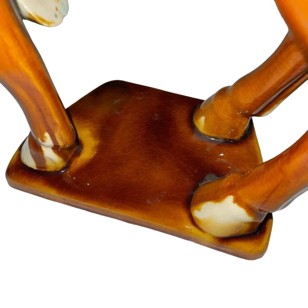Unbranded Ceramic Horse Trotting Statue Brown Green 13" High Decor Equestrian - Picture 12 of 12